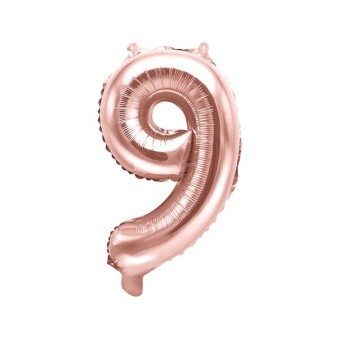 Folienballon Zahl "9" roségold 35 cm