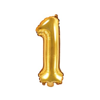 Folienballon Zahl "1"gold 35 cm