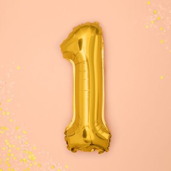 Folienballon Zahl "1"gold 35 cm