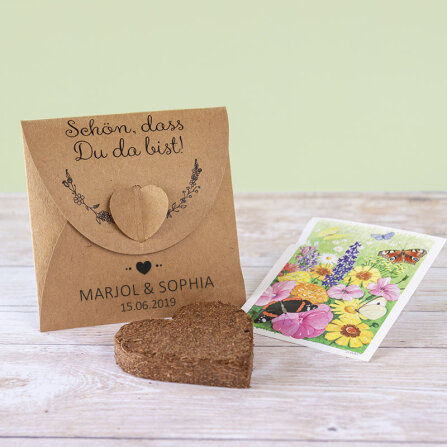 Gastgeschenk Anzuchtset Herz "Vintage Natural"...