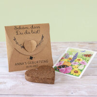 Gastgeschenk Anzuchtset Herz "Vintage Natural" Blumenwiese - personalisiert