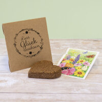 Gastgeschenk Anzuchtset Herz "Vintage Natural" Blumenwiese - personalisiert
