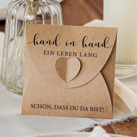 Gastgeschenk Anzuchtset Herz "Hand in Hand Kalligrafie" online selbst gestalten
