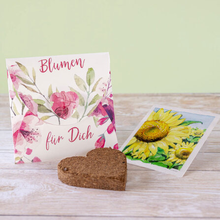 Gastgeschenk Anzuchtset Herz "Blumen Aquarell"...