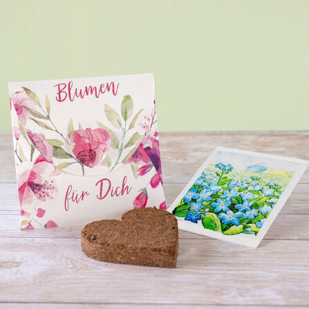 Gastgeschenk Anzuchtset Herz "Blumen Aquarell"...
