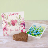 Gastgeschenk Anzuchtset Herz "Blumen Aquarell" Vergissmeinnicht Kleines Dankeschön