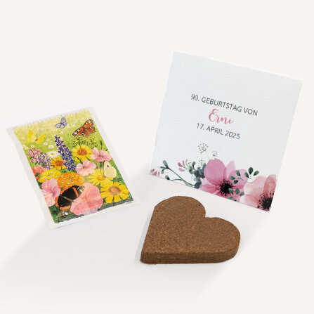 Gastgeschenk Anzuchtset Herz "Bohemian Summer" Blumenwiese personalisiert