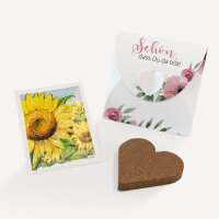 Gastgeschenk Anzuchtset Herz "Bohemian Summer" Sonnenblume Schön, dass Du da bist!