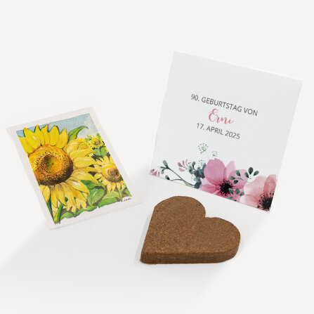 Gastgeschenk Anzuchtset Herz "Bohemian Summer" Sonnenblume personalisiert