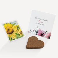 Gastgeschenk Anzuchtset Herz "Bohemian Summer" Sonnenblume personalisiert