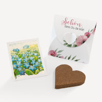 Gastgeschenk Anzuchtset Herz "Bohemian Summer" Vergissmeinnicht Schön, dass Du da bist!