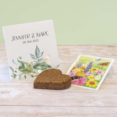 Gastgeschenk Anzuchtset Herz "Green Magic" Blumenwiesen Vielen Dank