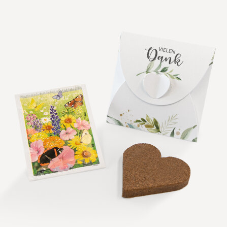 Gastgeschenk Anzuchtset Herz "Green Magic" Blumenwiesen Vielen Dank