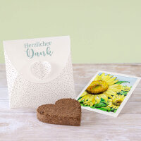Gastgeschenk Anzuchtset Herz "Pure Freude" mint Sonnenblume Herzlicher Dank