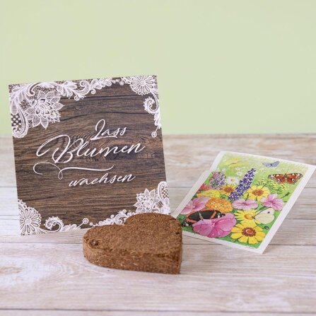 Gastgeschenk Anzuchtset Herz "Holz und Spitze"...