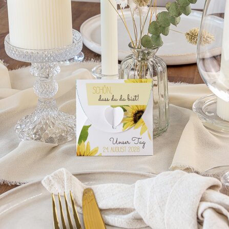 Gastgeschenk Anzuchtset Herz "Sonnenblume"