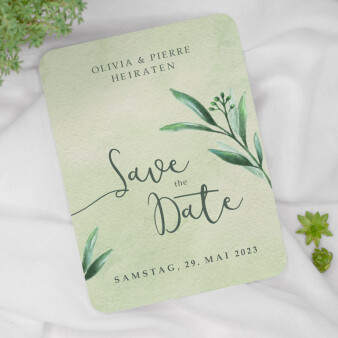 Save the Date Karte Olivenzweig Watercolor