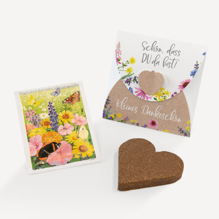 Gastgeschenk Anzuchtset Herz "Wildblumen" Blumenwiese Schön, dass Du da bist!