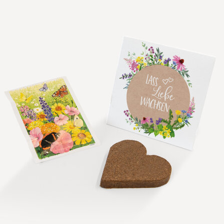 Gastgeschenk Anzuchtset Herz "Wildblumen" Blumenwiese Schön, dass Du da bist!