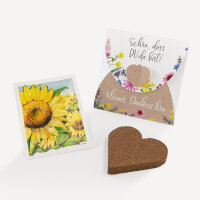 Gastgeschenk Anzuchtset Herz "Wildblumen" Sonnenblume Schön, dass Du da bist!
