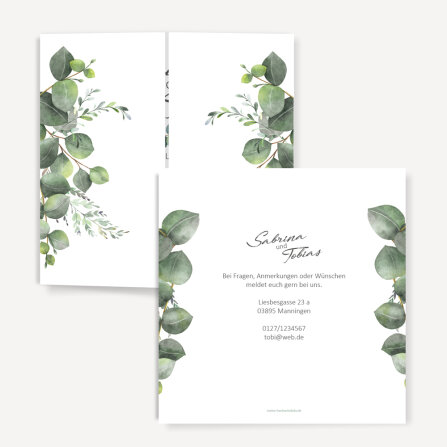Hochzeitseinladung Eukalyptusblätter