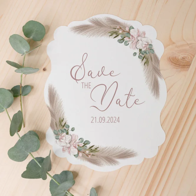 Save the Date Karte "Boho Pampas"