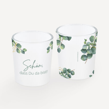Gastgeschenk Tischkarte Windlicht "Eukalyptus...