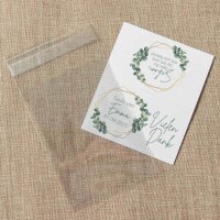 Gastgeschenk Tüte transparent mit Etikett "Eukalyptus Geometrie" online selbst gestalten