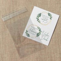 Gastgeschenk Tüte transparent mit Etikett "Eukalyptus Geometrie" online selbst gestalten