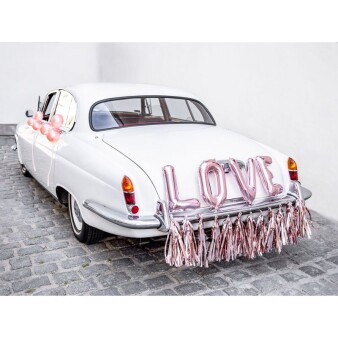Autoschmuck Hochzeit Set Love roségold