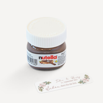 Gastgeschenk Mini Nutella Glas mit Aufkleber Boho Pampas