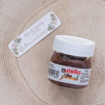 Gastgeschenk Mini Nutella Glas mit Aufkleber "Boho Pampas"