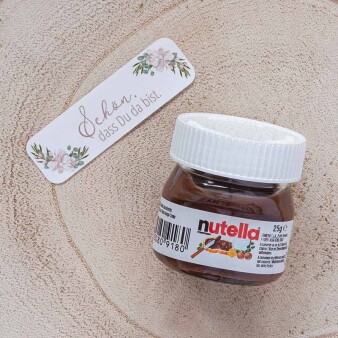 Gastgeschenk Mini Nutella Glas mit Aufkleber "Boho Pampas"