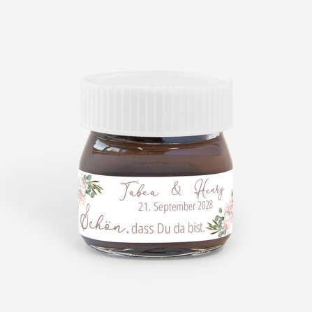 Gastgeschenk Mini Nutella Glas mit Aufkleber "Boho...