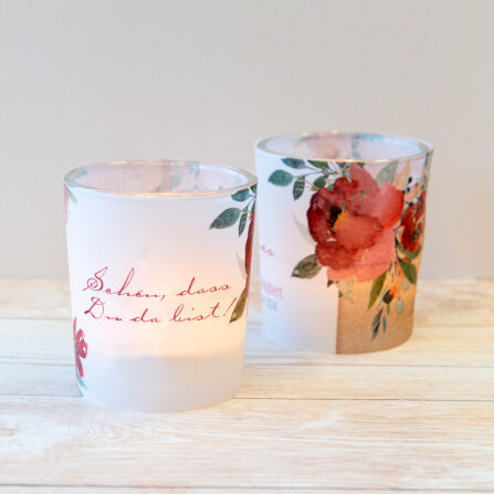 Tischkarte Windlicht "Vintage rote Blumen"...