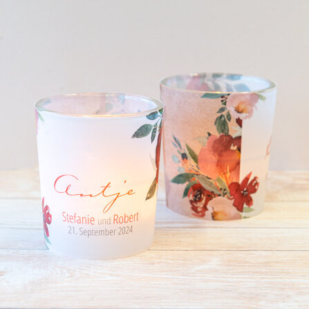 Tischkarte Windlicht "Vintage rote Blumen"...