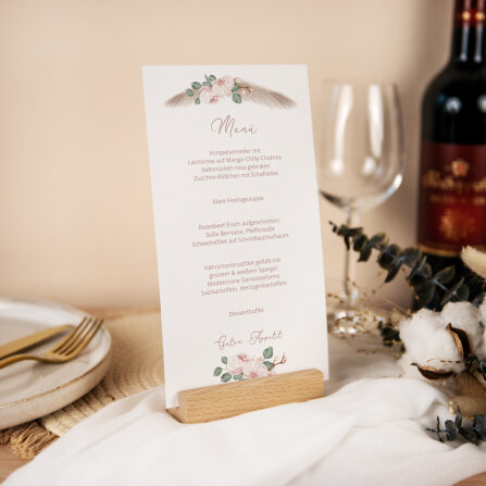 Menükarte Hochzeit "Boho Pampas"