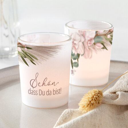 Tischkarte Windlicht "Boho Pampas" inkl. Glas...