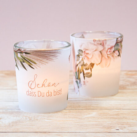 Tischkarte Windlicht "Boho Pampas" inkl. Glas...