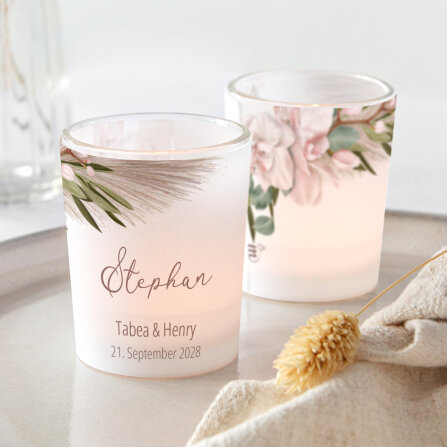 Tischkarte Windlicht "Boho Pampas" inkl. Glas...