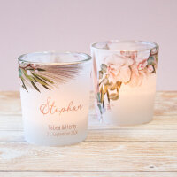 Tischkarte Windlicht "Boho Pampas" inkl. Glas & Personalisierung