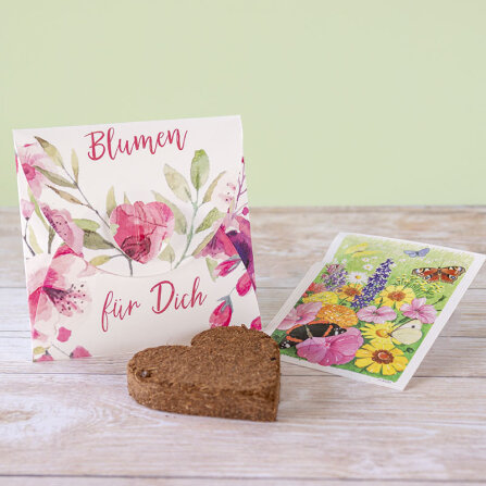 Gastgeschenk Anzuchtset Herz "Blumen Aquarell"...