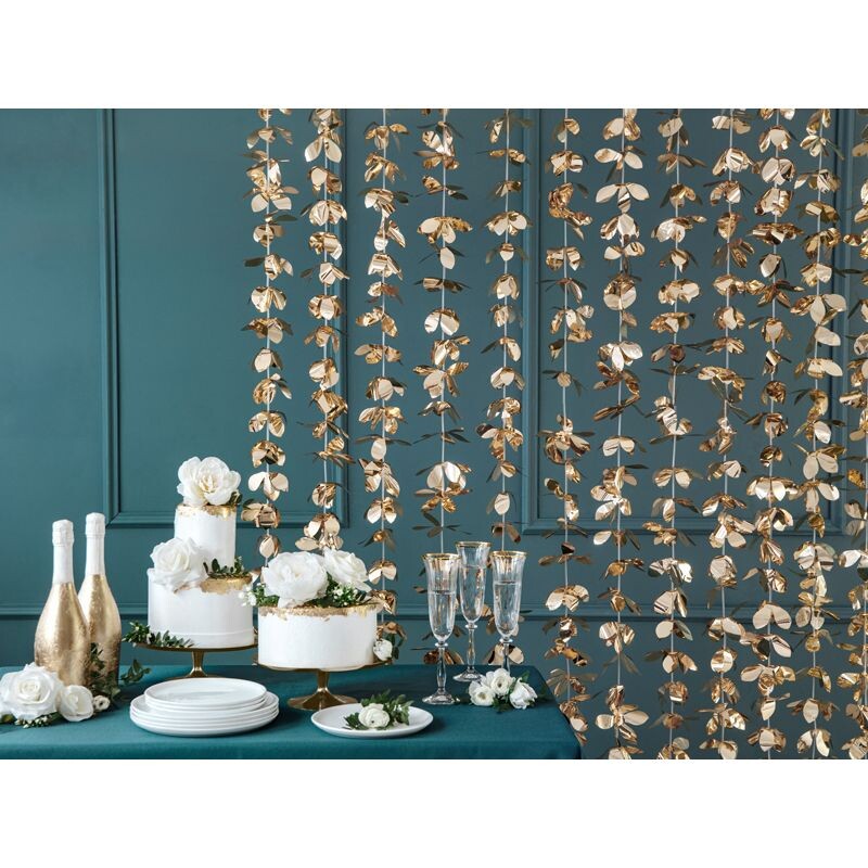Vorhang Hochzeit Blumen gold 100 x 210 cm