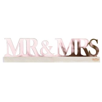Acryl Buchstaben inkl. Holzfuß "Mr & Mrs" roségold