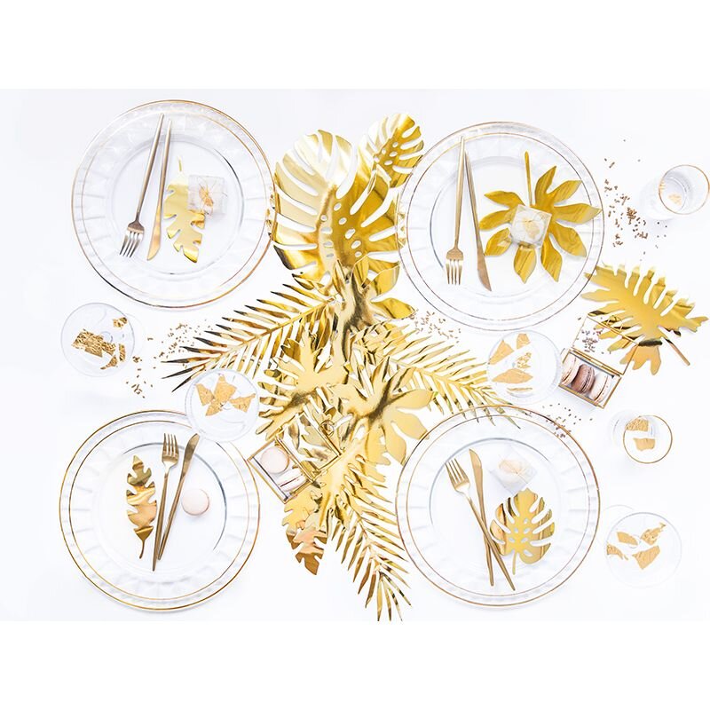 Tropische Blätter Deko gold Mix (21 tlg)