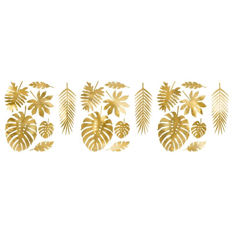 Tropische Bltter Deko gold Mix (21 tlg) - Tischdeko