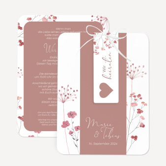 Einladungskarte Hochzeit Trockenblumen Blush