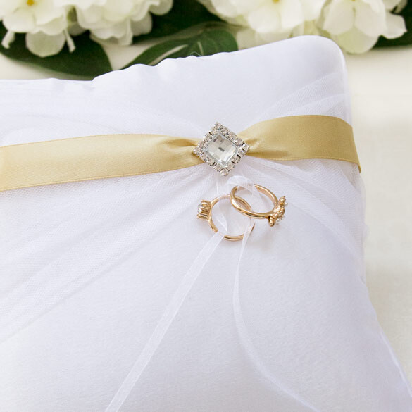 Hochzeit Ringkissen 15 x15 cm Perle Ehering Kissen Wedding Ring Pillow,Weißes Ringkissen für Verlobung Oder Eheringe 
