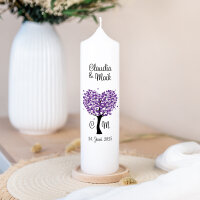 Hochzeitskerze Herzbaum lila