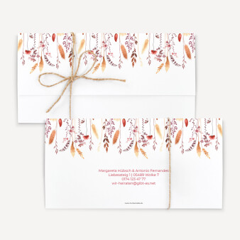 Einladungskarte Hochzeit Trockenblumen Herbst
